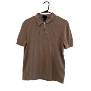 H&M Slim Fit Ribbed Zip Polo – Size M